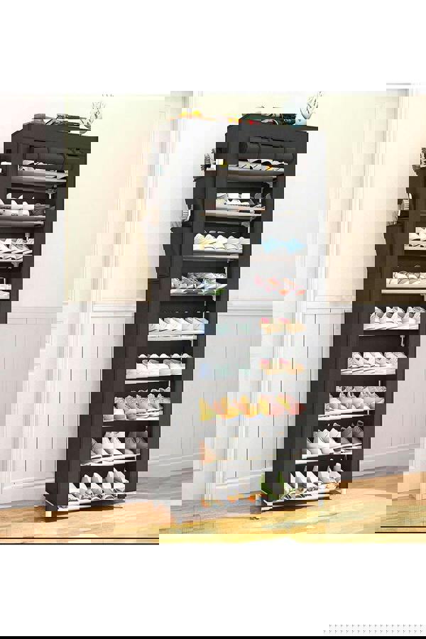 Living and Home 10 Tier Simple Dustproof Multi-Layer Fabric Storage Artifacts Shoe Rack w/ Door