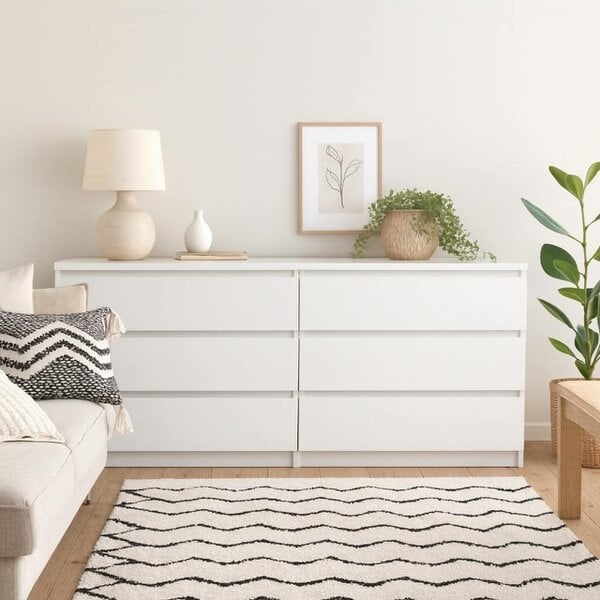 Wyld Haus Budapest White Wooden Wide Chest 6 Drawers