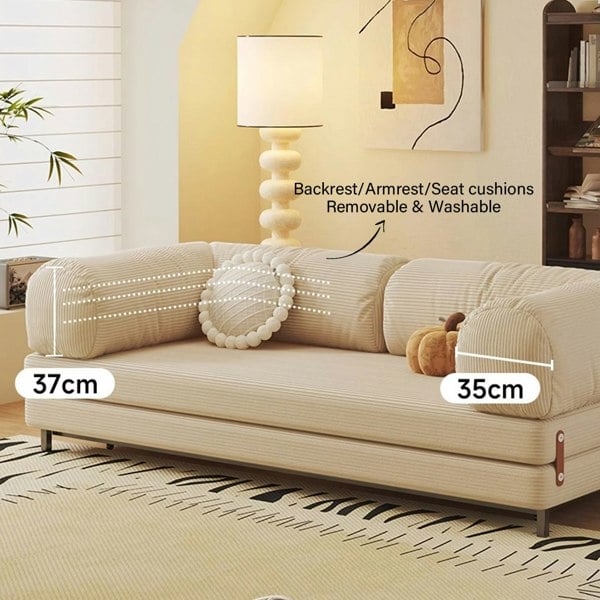 Choudhury Two Seater Sofa Bed, Backrest Washable, Corduroy-Rit Concept-Rit Concept