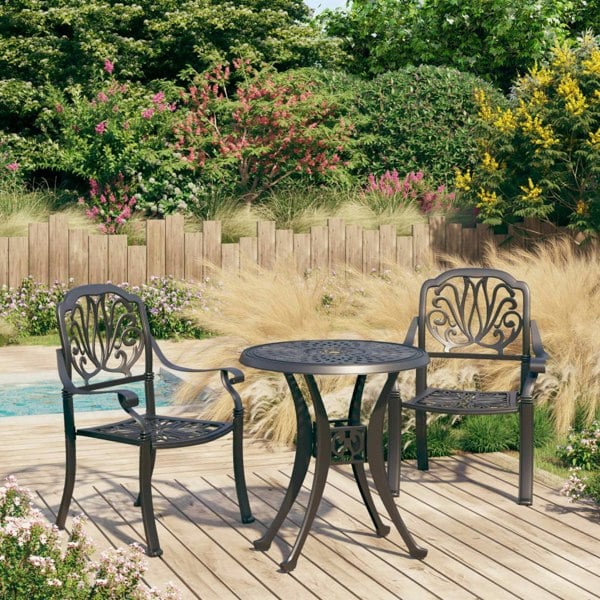 Berkfield 3 Piece Bistro Set Cast Aluminium Black