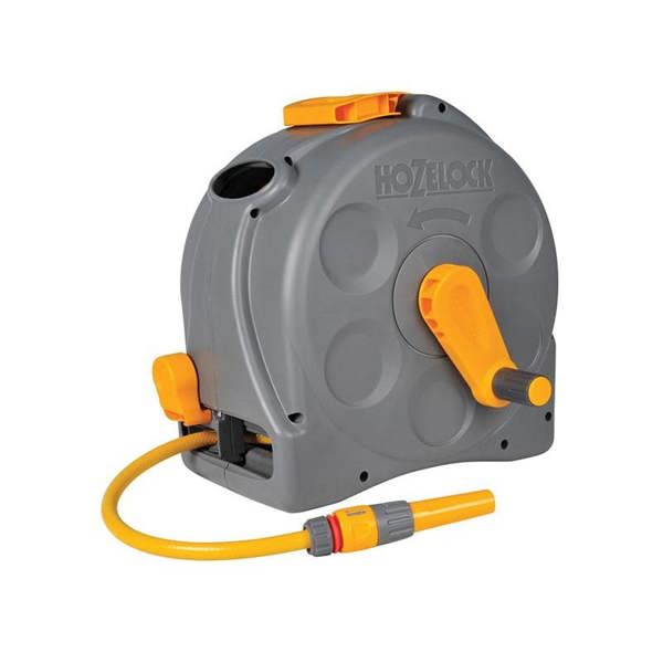 Hozelock 2415 25m 2-in-1 Compact Hose Reel + 25m Of Starter Hose - Multi Colour - 
