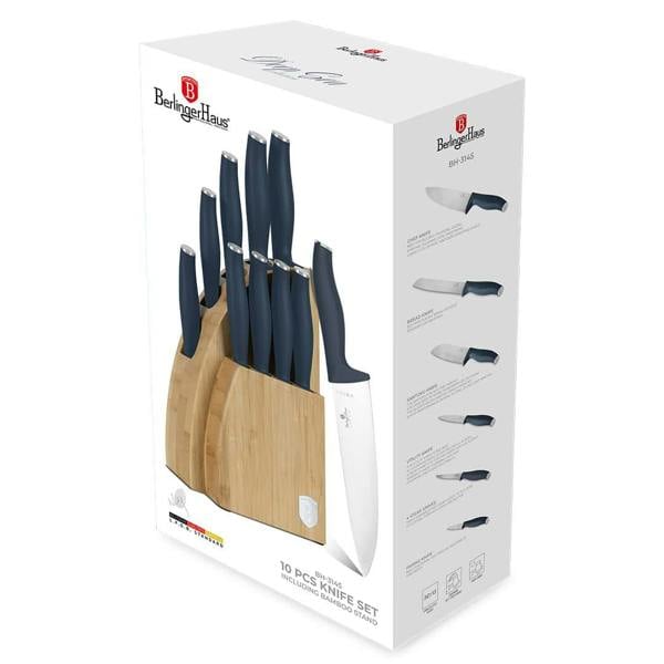 Berlinger Haus 10 Piece Knife Set with Bamboo Stand Matt Blue BH3145