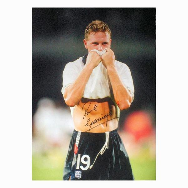 Paul "Gazza" Gascoigne signed Italia 90 World Cup photo — Premium framing