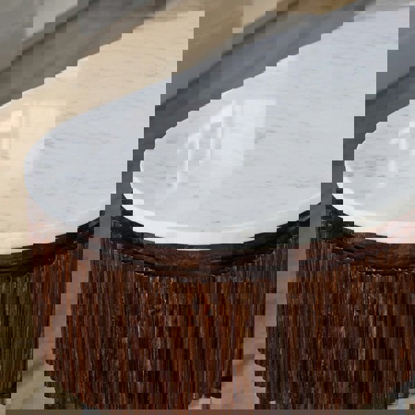 IH Design Miel Mango Wood Console Table With Marble Top And Metal Legs