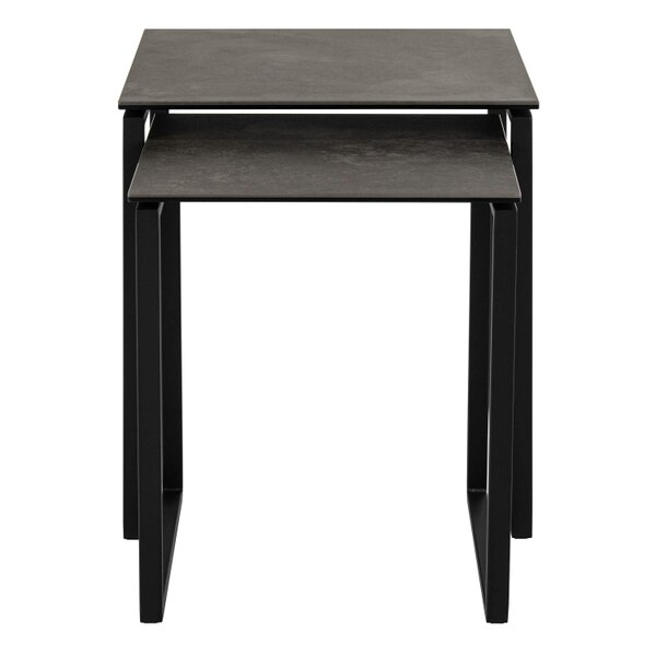Wyld Haus Durban Square Black Ceramic Nesting Coffee Table Set
