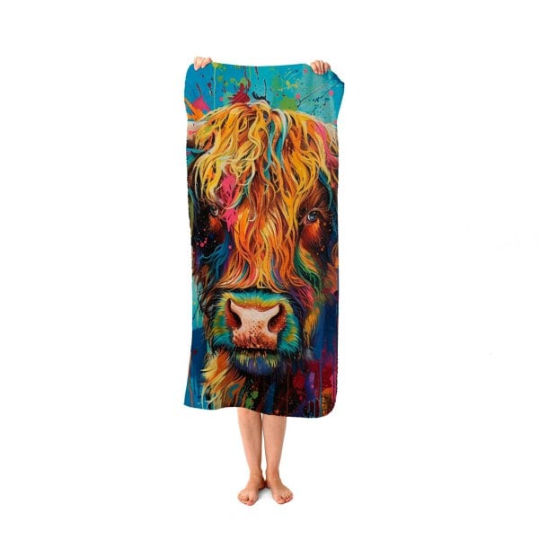 Warren Reed Splashart Highland Cow Beach Towel