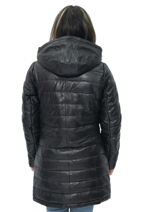 Infinity Leather Womens Leather Puffer Parka Jacket-Andria