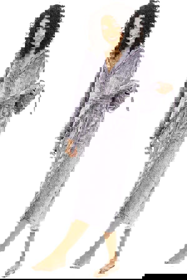 Camille Womens Purple Deep Pile Full Length Fleece Bathrobe