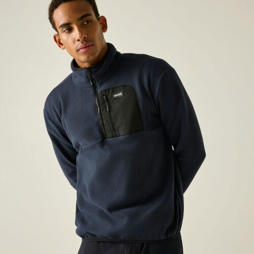 Regatta Mens Frankie Half Zip Fleece Top - Navy/Black