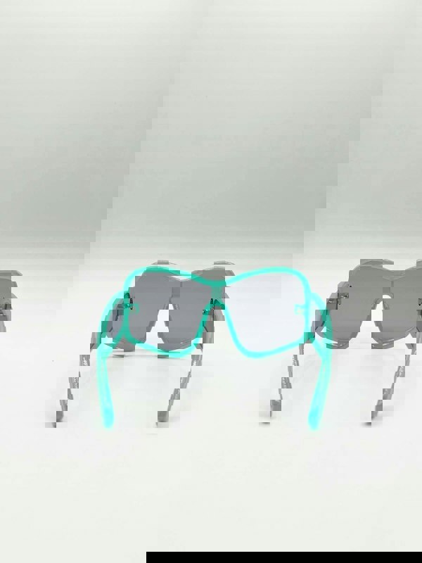 SVNX Square Oversized Mask Sunglasses in Aqua Grey