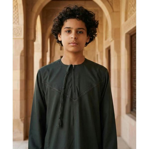 TT-008 - Boy's Emirati Omani Tassel Thobe - Green - Thobez - 16