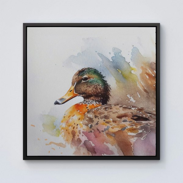 Warren Reed Mallard Watercolour Framed Canvas