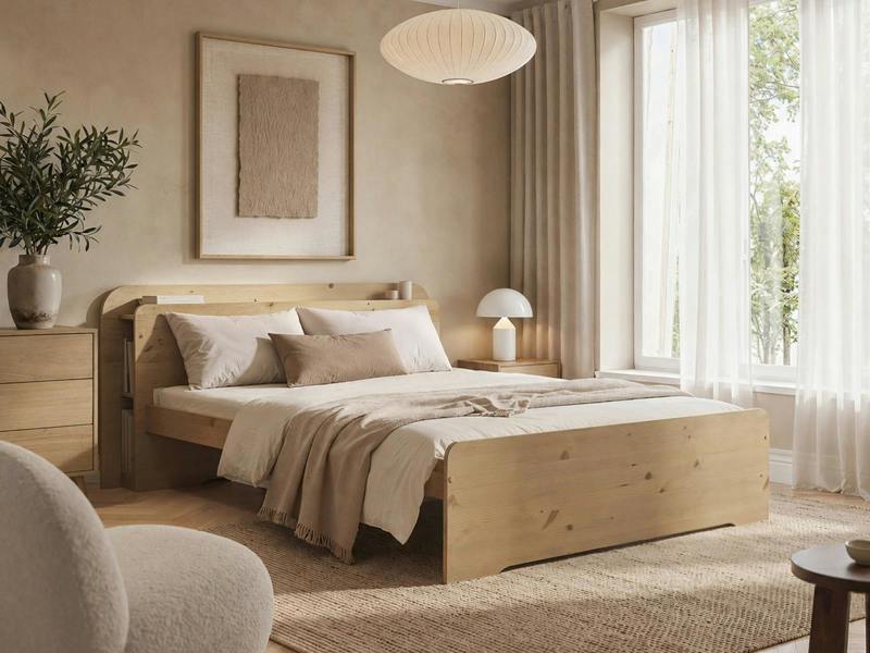 Evie Storage Bed with Headboard Oak Kingsize