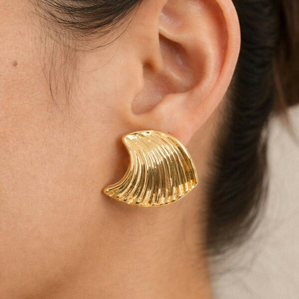 Uchi & Soto Nami Gold Wave Large Stud Earrings