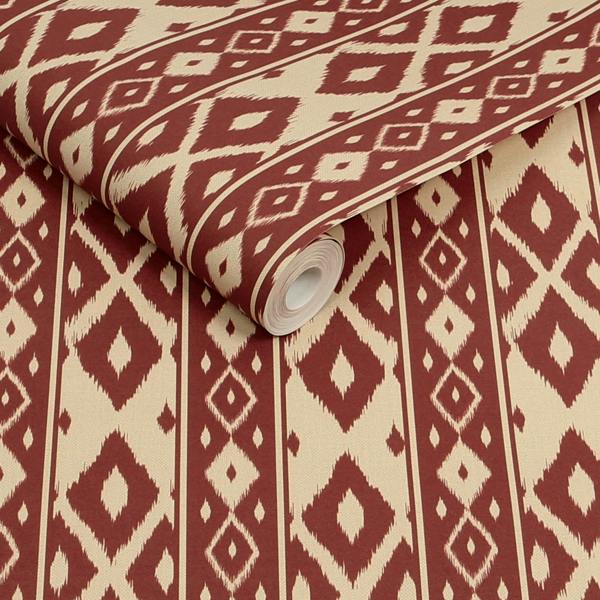 Joules Ikat Stripe Red Wallpaper