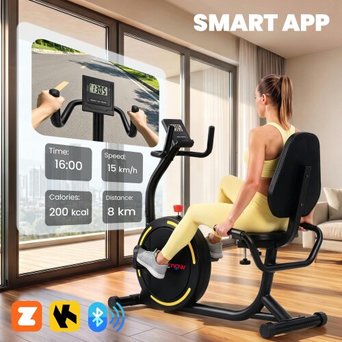 SPORTNOW Recumbent Exercise Bike with Bluetooth, App Connectivity, Wheels