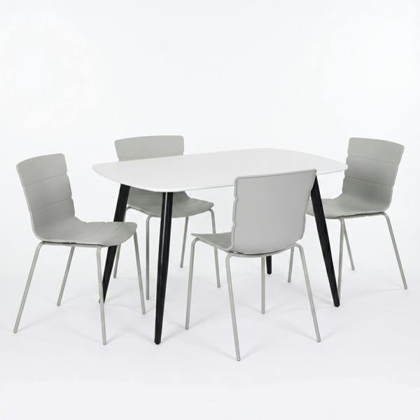 Core Products Aspen Dining Set - White Rectangular Table & 4 Bali Dining Chairs