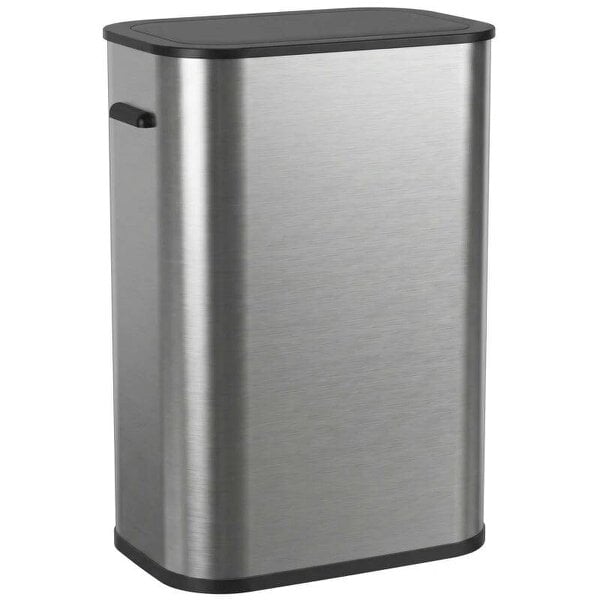 55L Sensor Bin for Kitchen, Touchless Automatic Waste Rubbish Bin, Stainless Steel, Battery Operated, Silver Tone