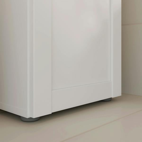 Furniture To Go Lokko Tall Narrow Bathroom Cabinet with 2 Doors & 1 Drawer with Silver Handles in White