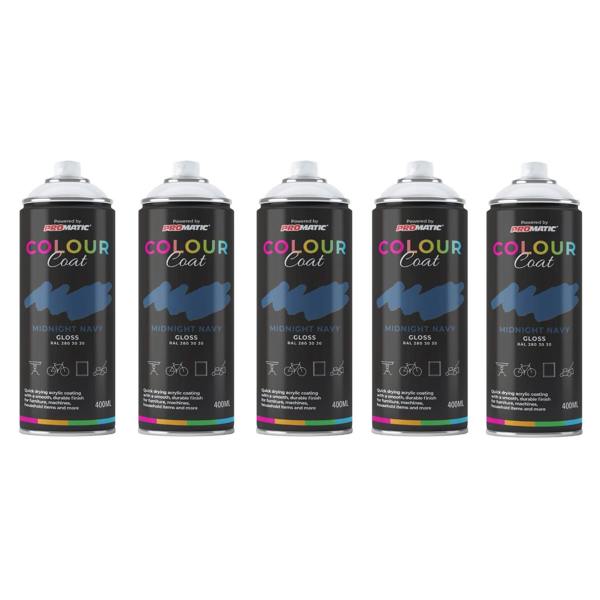 Colour Coat 5X Midnight Navy RAL 280 30 30 Gloss Spray Paint 400ml