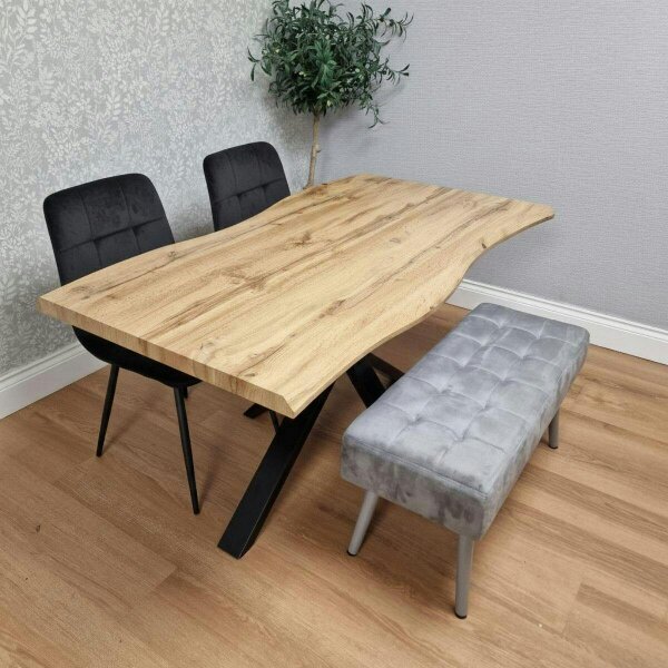 Kosy Koala Dining Table Set with 2 black Velvet Chairs and 1 Grey Bench  Dining Room Furniture Set