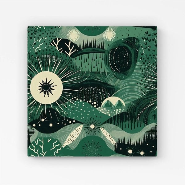 Warren Reed Abstract Green Moon Canvas