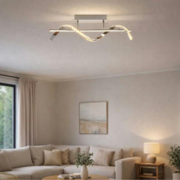 Pagazzi Lighting Hyde Chrome And Crystal Semi-Flush LED Ceiling Light