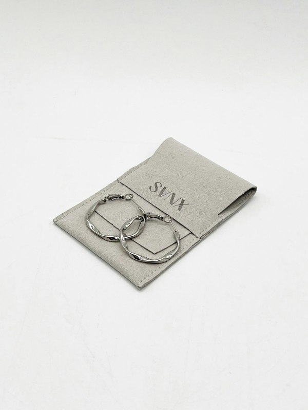 SVNX Twist Hoops in Silver Colour - Pouch Included