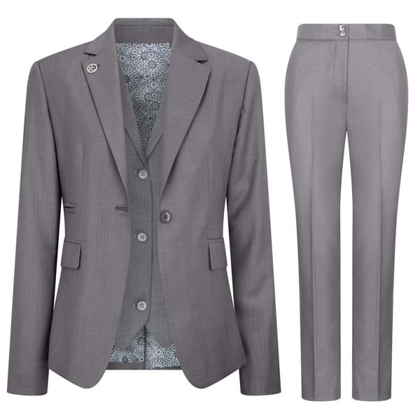 TruClothing Women's 3 Piece Tailored Fit Plain Grey Formal Office Suit