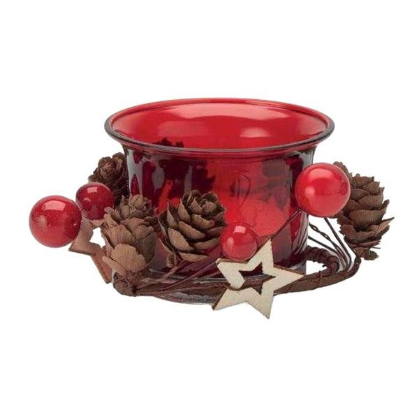 MidOcean Glass Christmas Candle Holder - Red - 