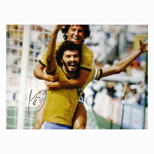 Unbranded Zico & Socrates signed 1982 World Cup photo — Premium framing