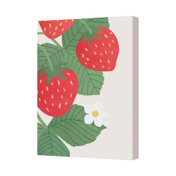 Benjamin Tate Design Contemporary Strawberry Leaves Canvas Wall Art Print Handmade UK
