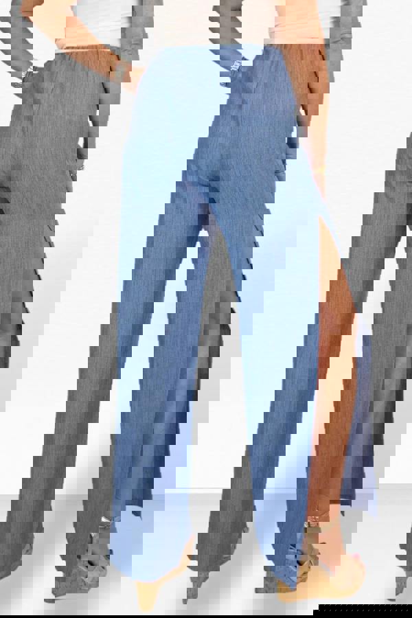 Paulo Due Women's Linen Look Wide Leg Split Hem Trousers