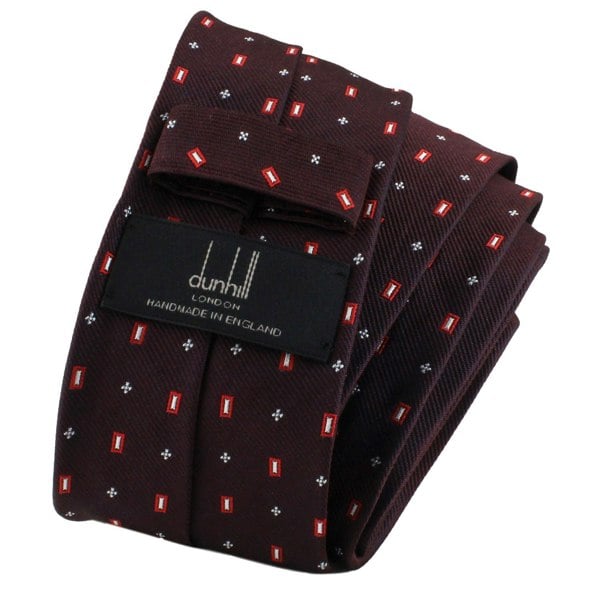 Dunhill luxurious mulberry silk tie in a woven neats pattern