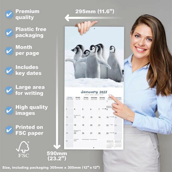 Baby Animals Calendar 2027, Wall Calendars, Month To View, Animals, Gift