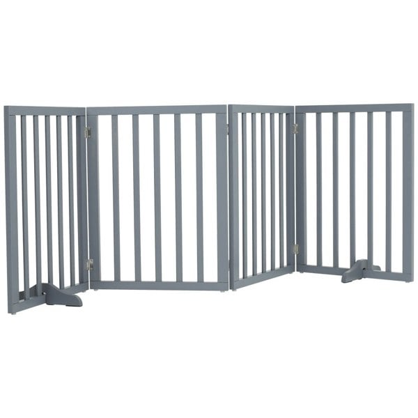 Living Room Safety Fence Wooden Folding 4-Panel Pet Gate Pet Supplies Living and Home