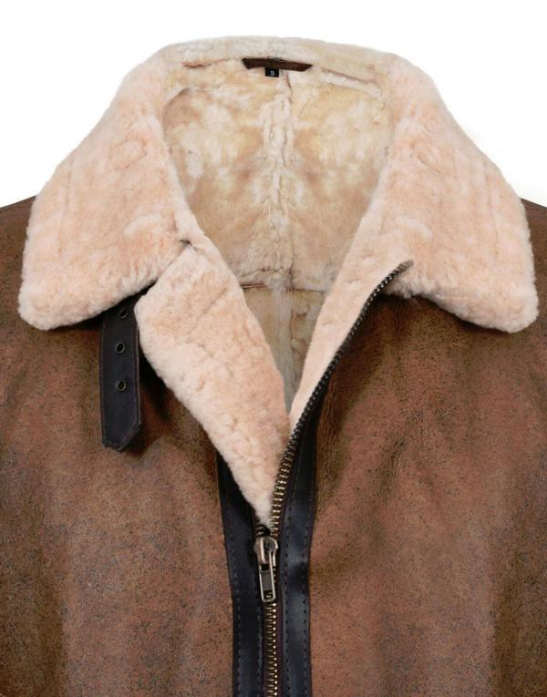 Infinity Leather Mens Vintage Brown Sheepskin Aviator Jacket- KANSAS