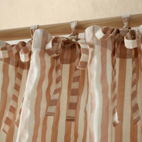 Pineapple Elephant Zanzibar Woven Stripe Voile Curtain Panel Clay