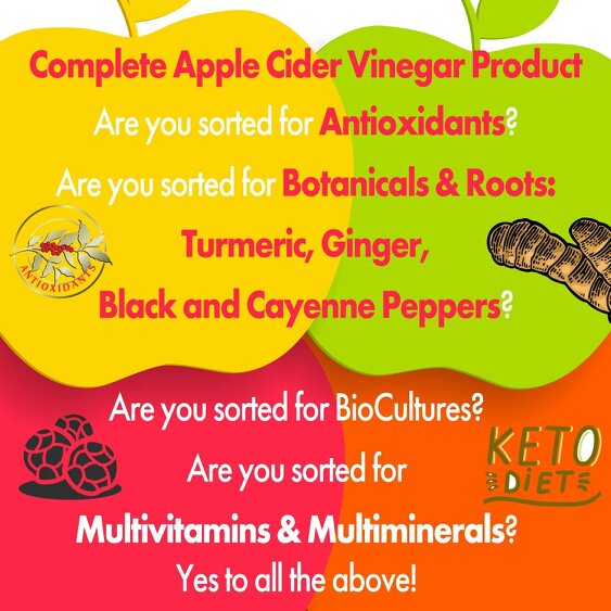 Dietapplements Raw Unfiltered Apple Cider Vinegar with the Mother, Vitamins & Minerals Complex