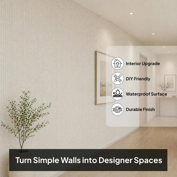ENER-J Britwall Vertical Ripple Wall Panel 1200 x 600 x 3mm Cream Pack of 2