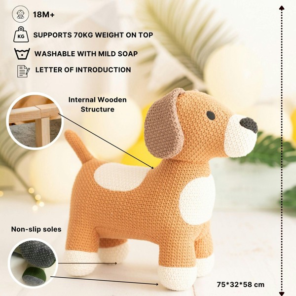 CROCHETTS Large dog plush with auxiliary seat for children 4048