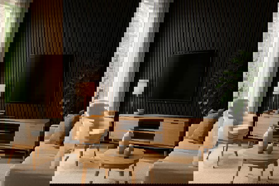 Panel Haus Colour Black Acoustic Slat Wall Panel - 240cm x 32cm (2pack)