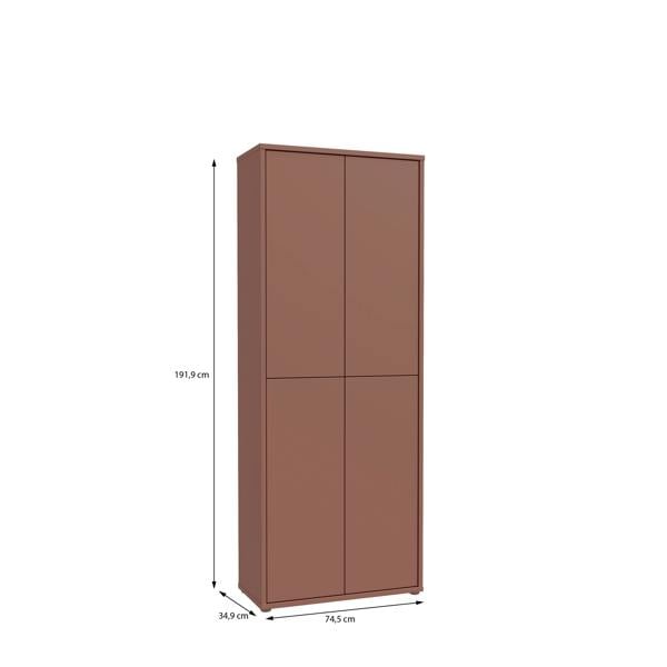 Furniture To Go Alice Springs Tall Shoe Cabinet with 4 Doors Push-to-Open in Terracotta
