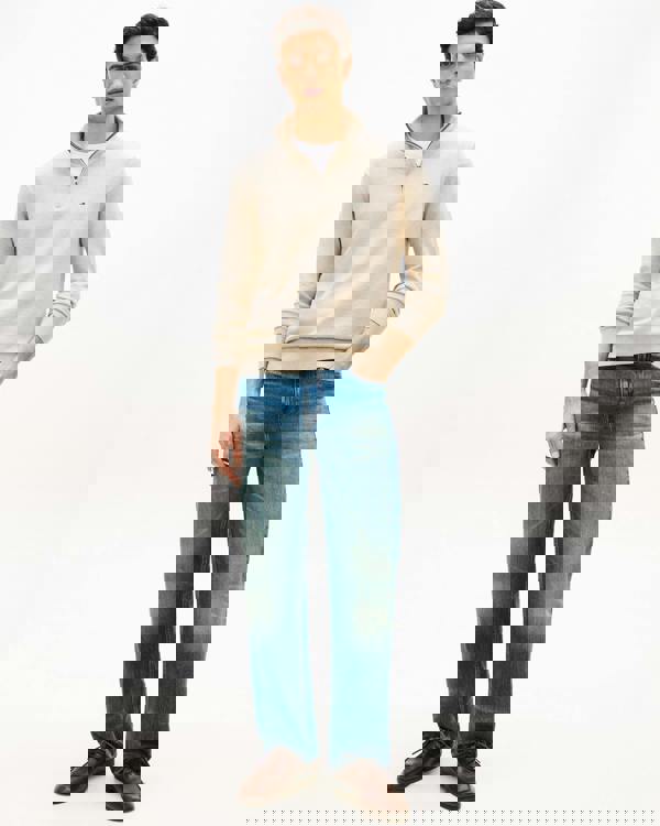 Tommy Hilfiger Essential Cotton 1/4 Zip Mock Mens Sweatshirt - Sandalwood Heather