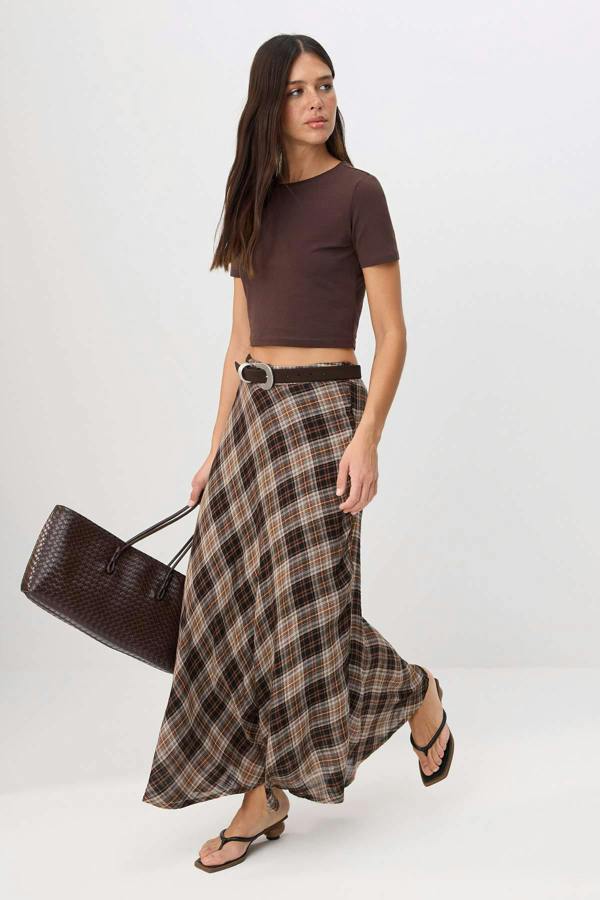 High Waist A-Line Maxi Skirt