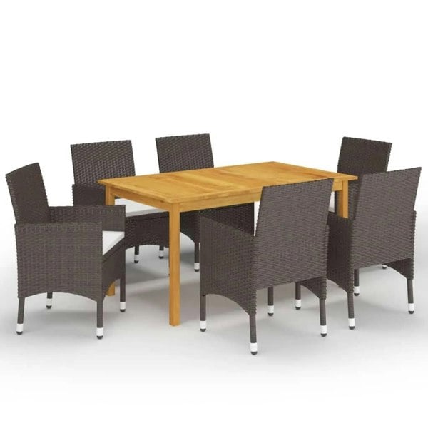 Berkfield 7 Piece Garden Dining Set with Cushions Brown