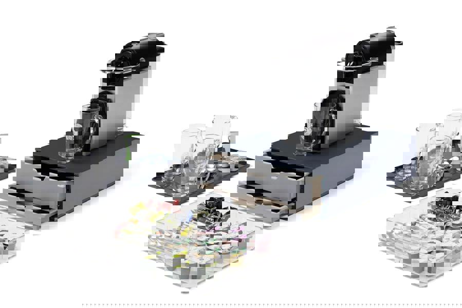 Durable COFFEE POINT 2 Drawer Organiser Storage Box for Tea Bags & Pods | Grey