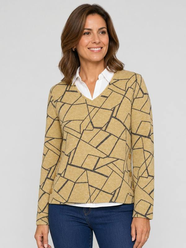 TIGI 2 In 1 Geometric Print Top