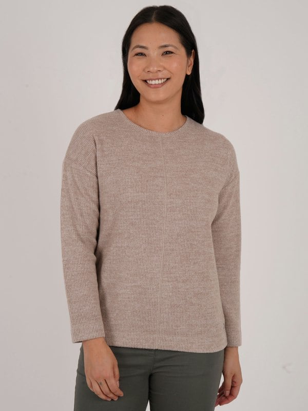 PennyPlain Crew Neck Long Sleeve Top - Alpaca