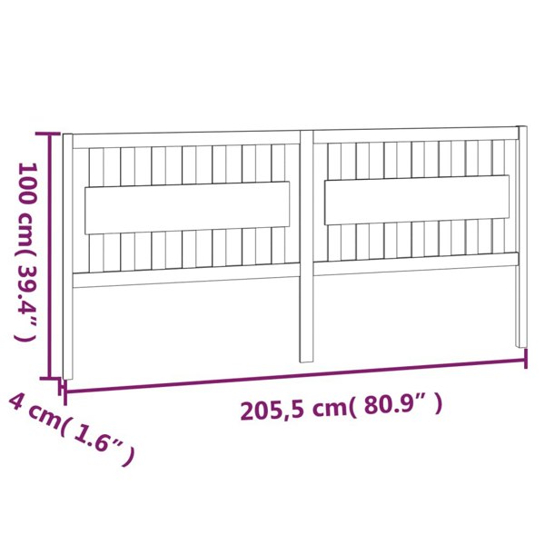 Berkfield Bed Headboard White 205.5x4x100 cm Solid Wood Pine